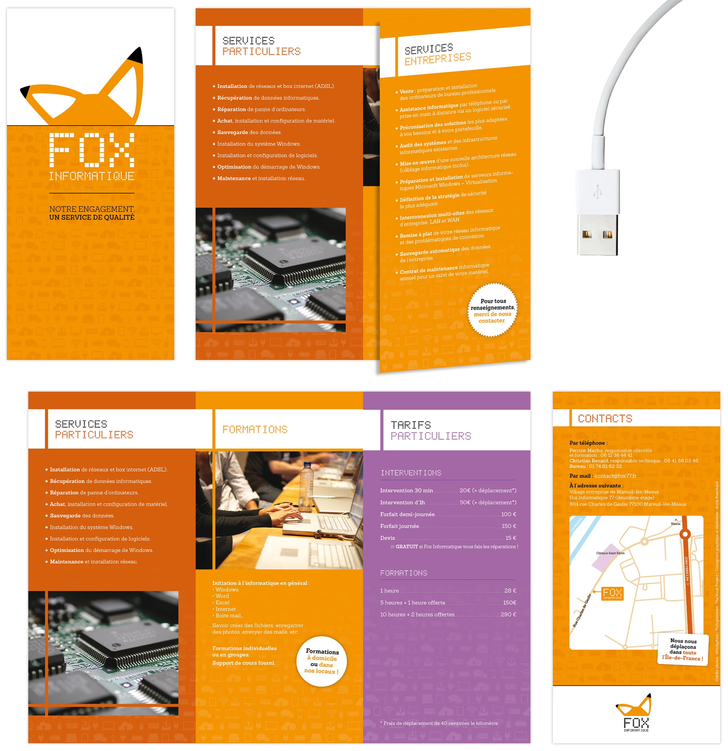 fox informatique, dépliant, informatique, USB