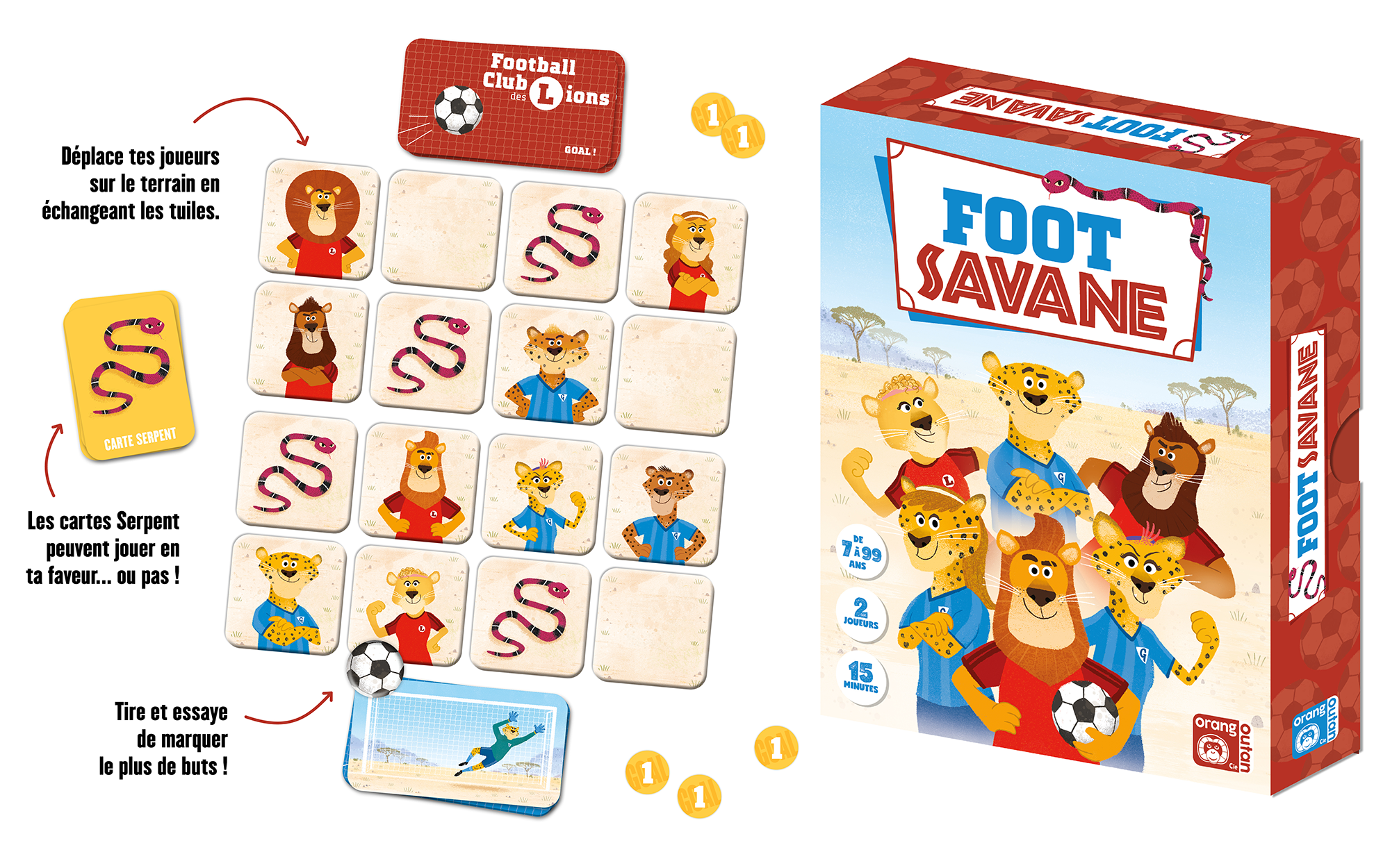 Foot Savane, enfant, jeu, foot, édition, jeunesse, tuiles, cartes